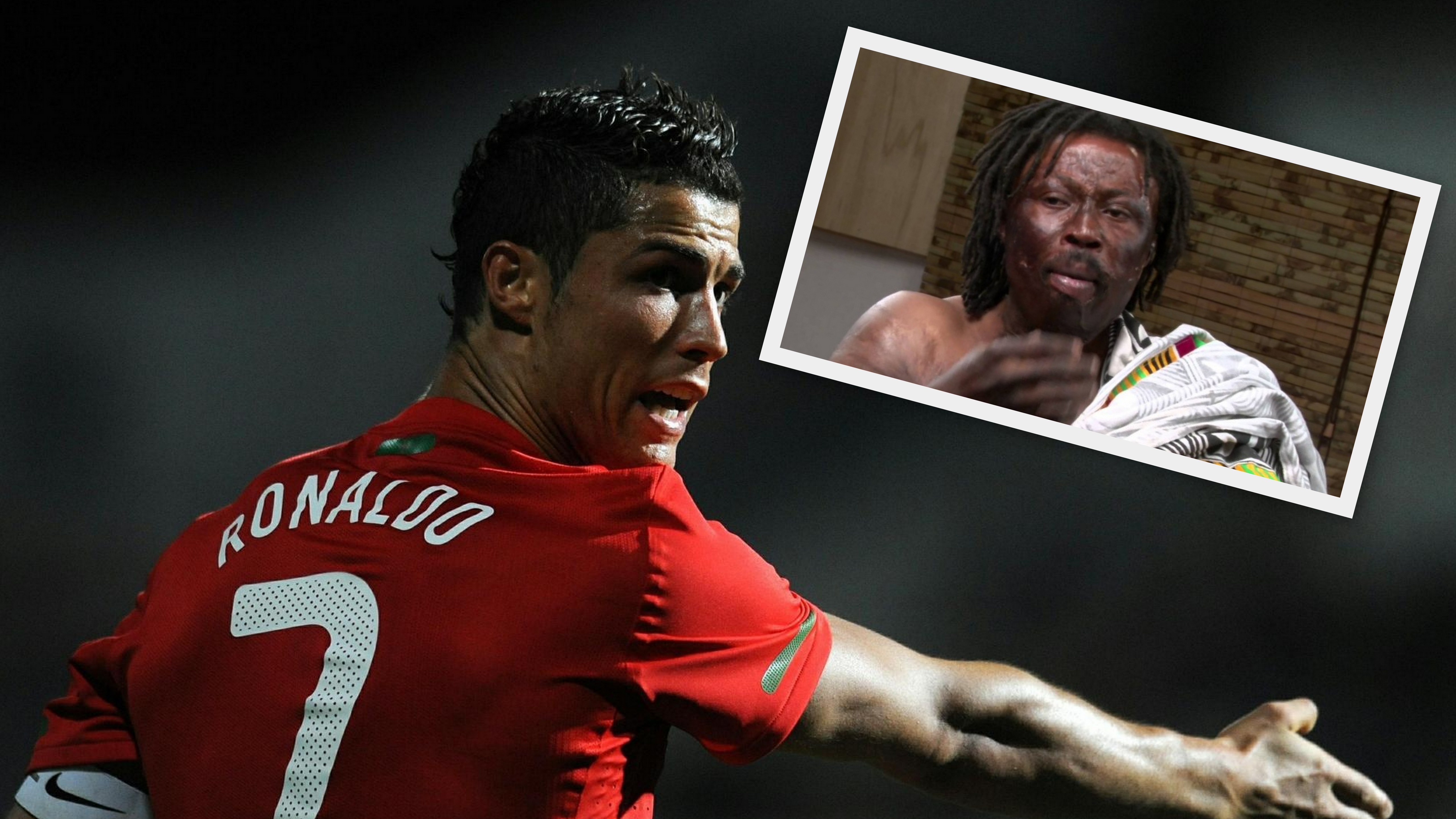 Cristiano Ronaldo a šaman z Ghany_koláž